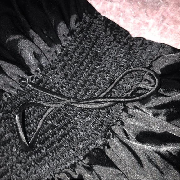 Vtg 90s/Y2K Silky Black Romantic Goth/Going Out Strapless Shorts Romper - Picture 6 of 9